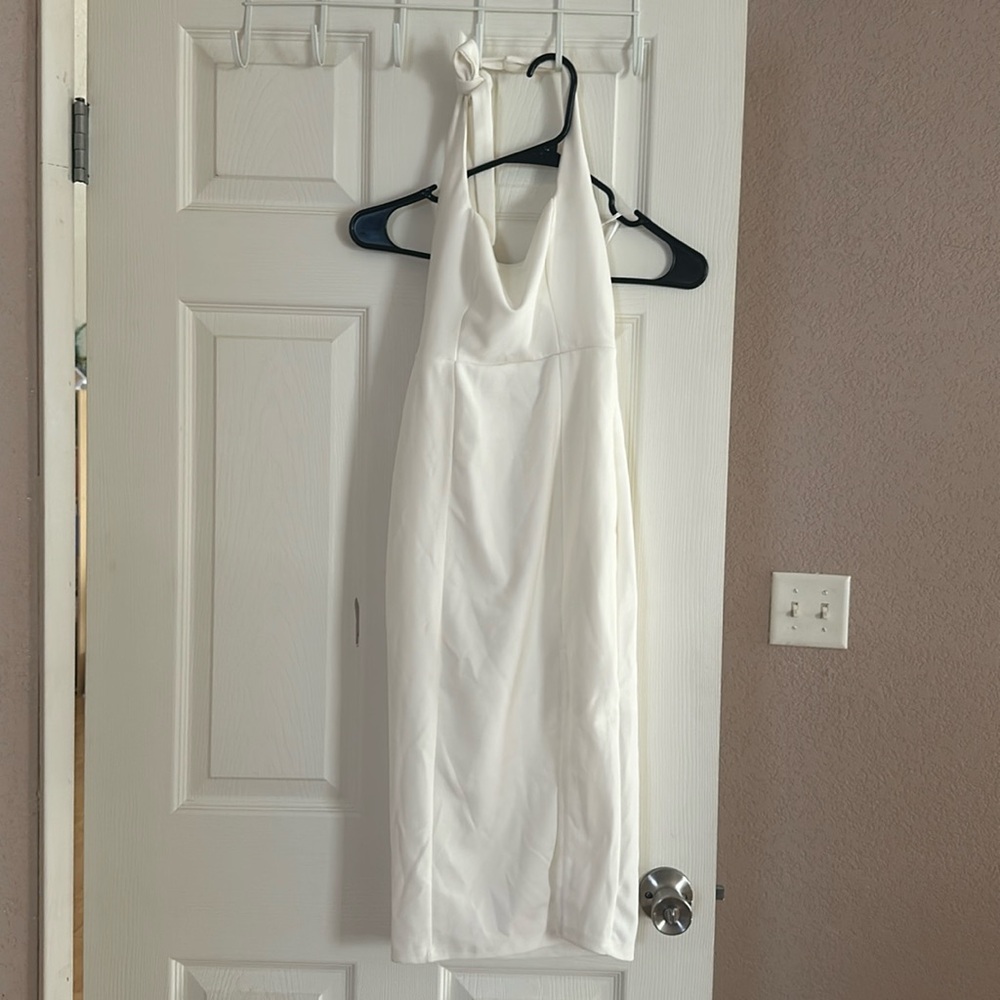 petal & pup white halter midi dress